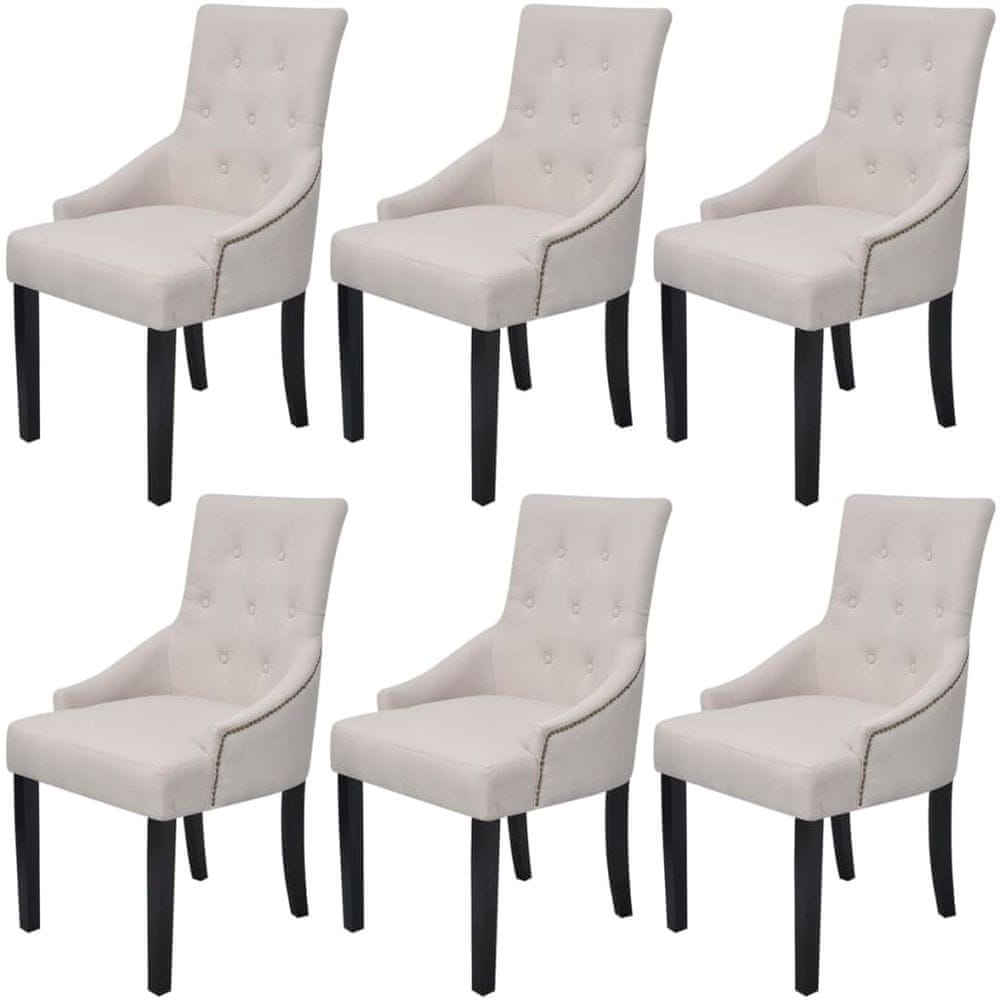 Vidaxl Jedálenské stoličky 6 ks, krémovo sivé, látka